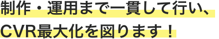 制作・運用まで一貫して行い、CVR最大化を図ります！